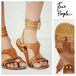 Free People Tooled Leather Gladiator Sandals